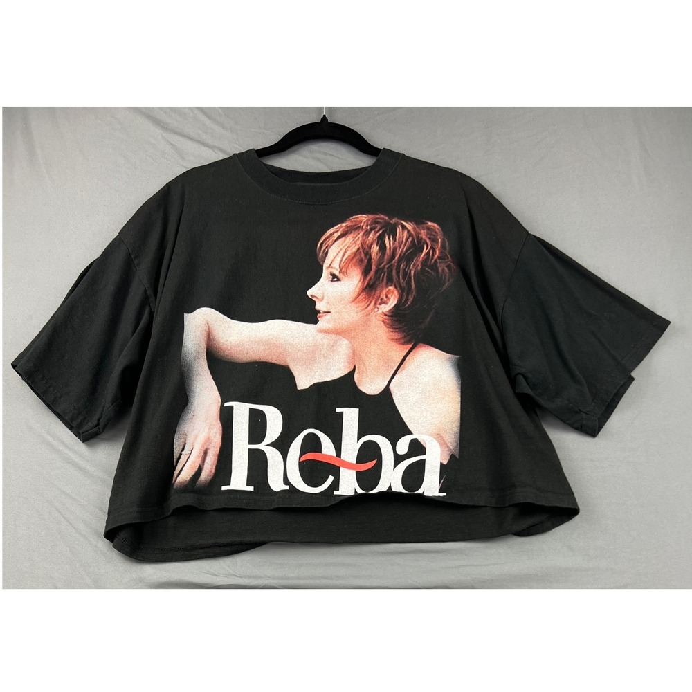 Reba McEntire Tour Shirt Womens XL Black Good 2005 Two Hats Redhead Cropped Tee